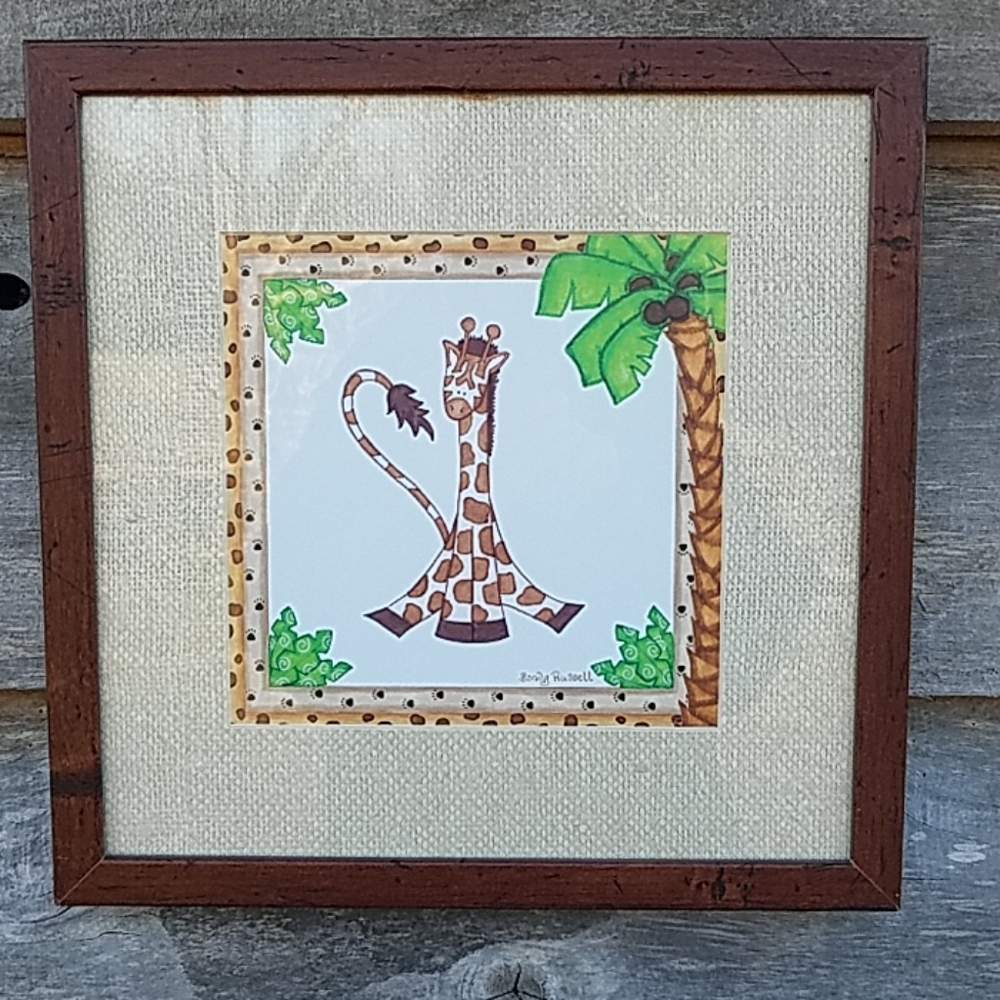 Set of 4 Sandy Russell Framed Safari Animal Prints